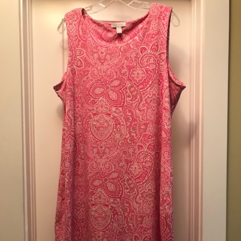 Charter Club Pink, beige & white sleeveless dress